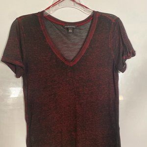 Wine and black sheer short-sleeved tunic